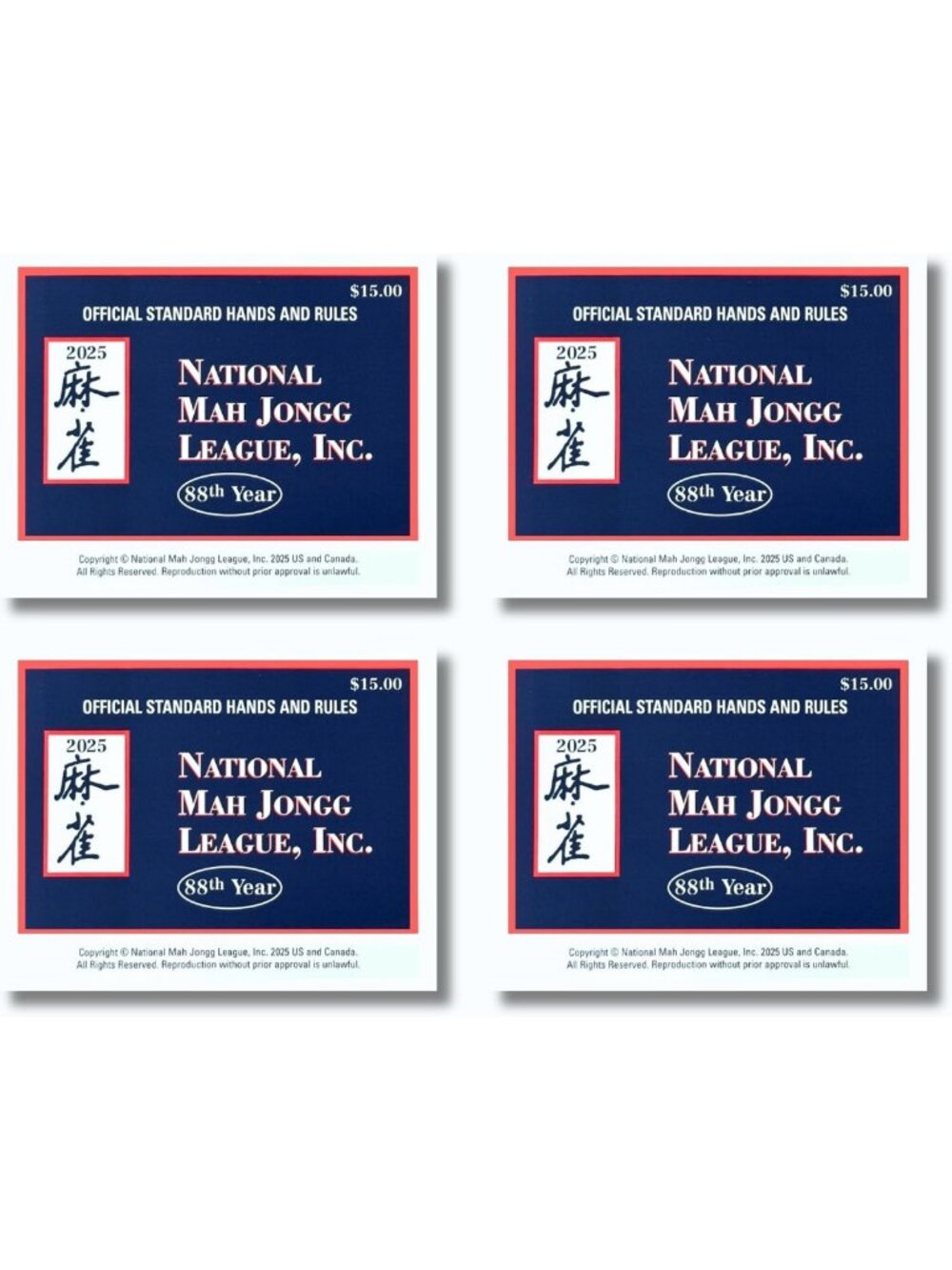 2025 Mahjong Large Size Cards Bundle - Official American Mahjong Hands & Rules
